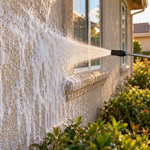 House exterior soft washing
